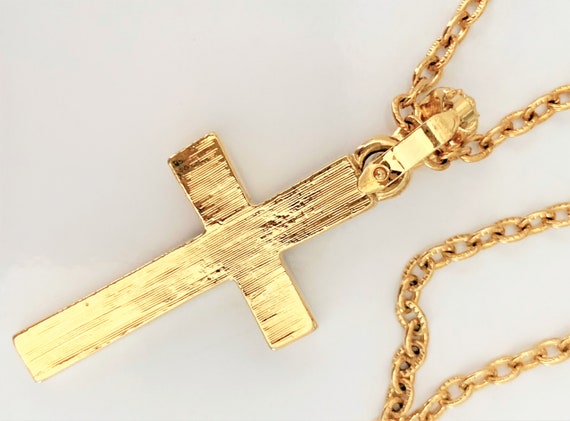 Faceted Crystal Pave' & Gold Tone Cross Enhancer … - image 7