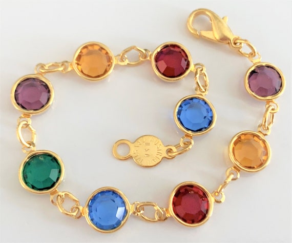 Signed Austrian Crystal Multi Colored Open Bezel … - image 7