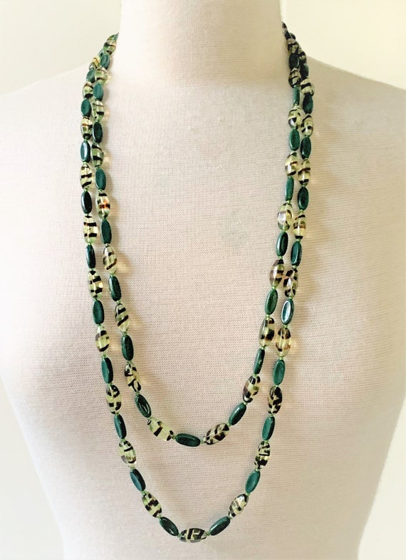 30”, 36” Oblong Czech Glass Bead Necklace with To… - image 3