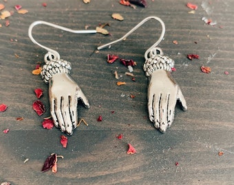 Hand Earrings// Witchy Hand Earrings// Silver Plated