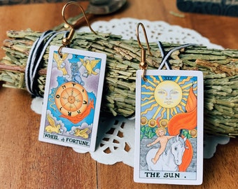 Tiny Tarot Earrings// Real Card//