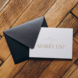 te casaras con nosotros? Tarjeta / Invitaciones de boda y tarjetas de felicitación / Tarjeta de propuesta prensada con lámina dorada