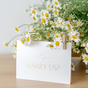 ¿TE CASARAS CON NOSOTROS? Tarjeta / Invitación de boda y tarjeta de propuesta / Tarjeta de felicitación minimalista