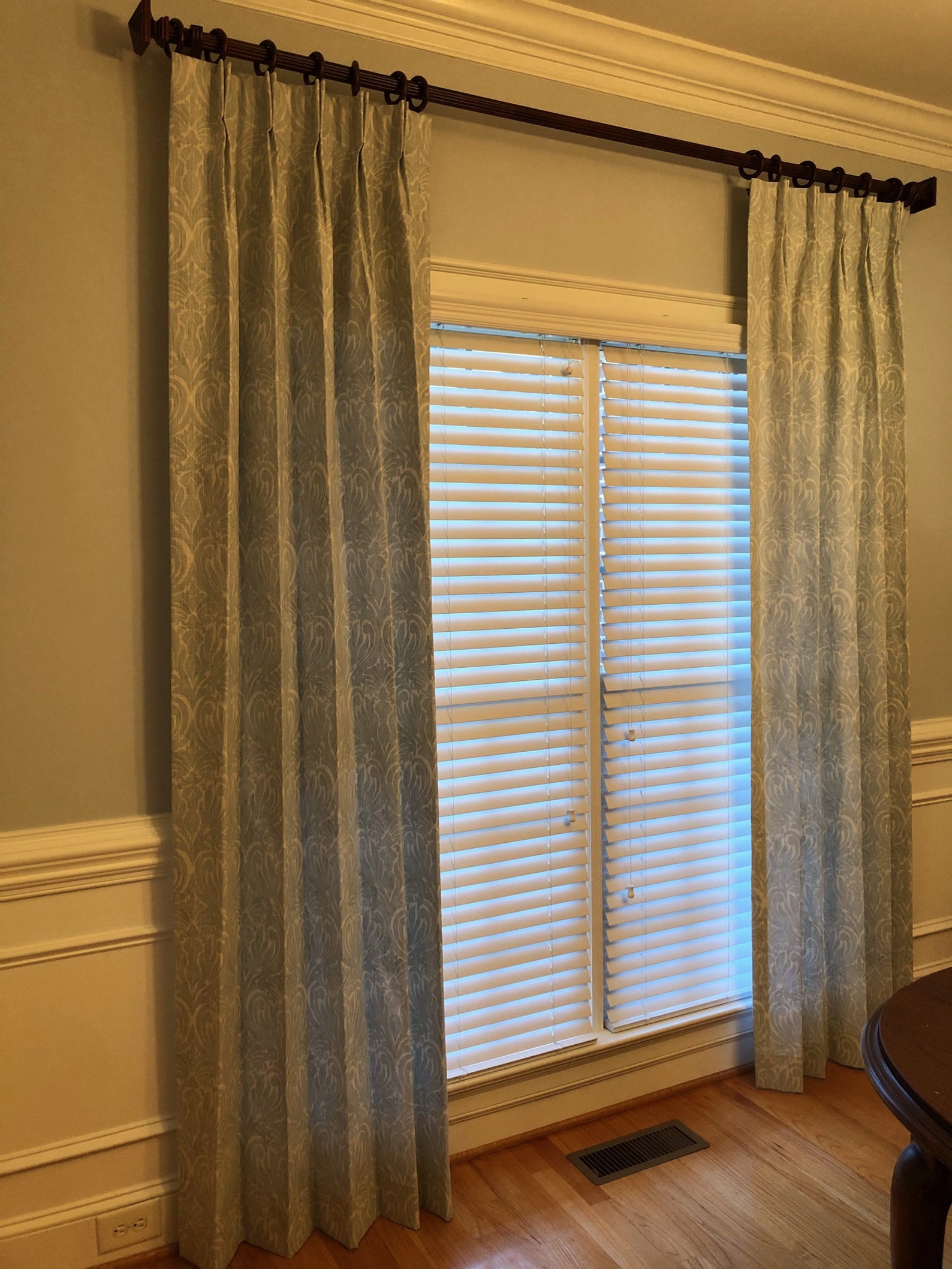 Damask Cotton Lined Drapery Panel - Pleated Curtain - Etsy