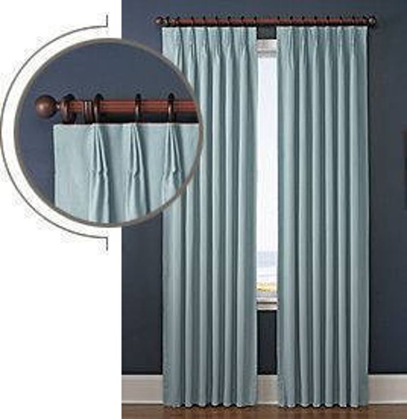 Gray Linen Pleated Drapery Panel Fabric and Cotton Lining Included FREE
