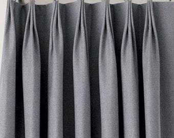 Gray Linen Pleated Drapery Panel - Fabric and Cotton Lining Included - FREE SHIPPING