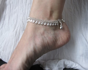 Silver anklet with small feathers 8