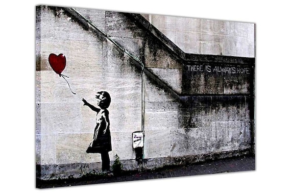 Banksy Girl with the red balloon Canvas Graffiti Wall Art Poster Print Hope