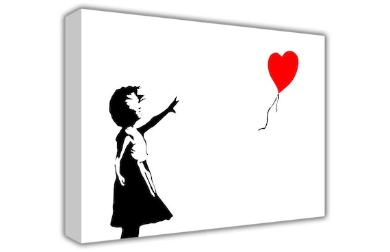 Arte De Graffiti De Banksy De Niña Con Globo Rojo