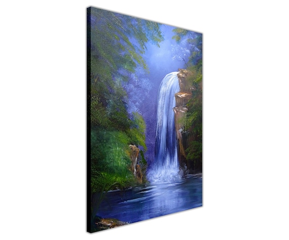 Waterfall in Jungle Oil Painting Re-Print Canvas Wall Art Prints Deco Pictures