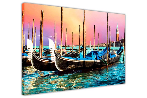 Beautiful Gondola Boats in Venice Italy Canvas Art Wall Prints | Etsy