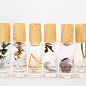 Earth Notes 6 pack set - natural oil perfumes - small roll-on bottles; apple, lavender, rose, mint, pine, citrus