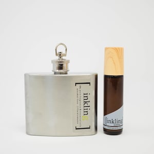 Men's Flask & Roll-On Set: Alcohol-Free Perfume Oils, Stainless Steel