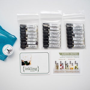 22 sample pack- try ALL of our scents - pure perfume & essential oils, alcohol free, 1 ml sample vials