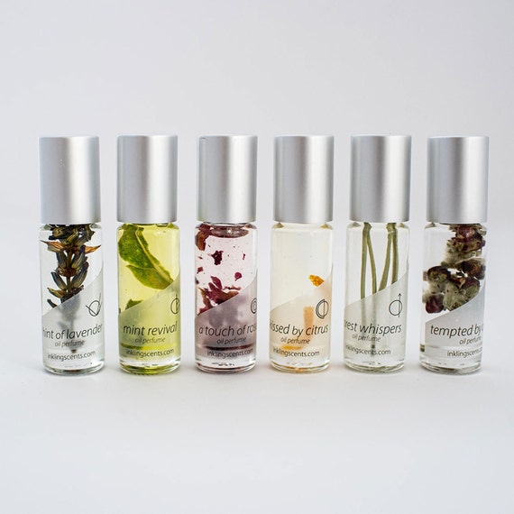 Earth Notes 6 Pack Set Natural Oil Perfumes Small Roll-on Bottles Apple,  Lavender, Rose, Mint, Pine, Citrus 