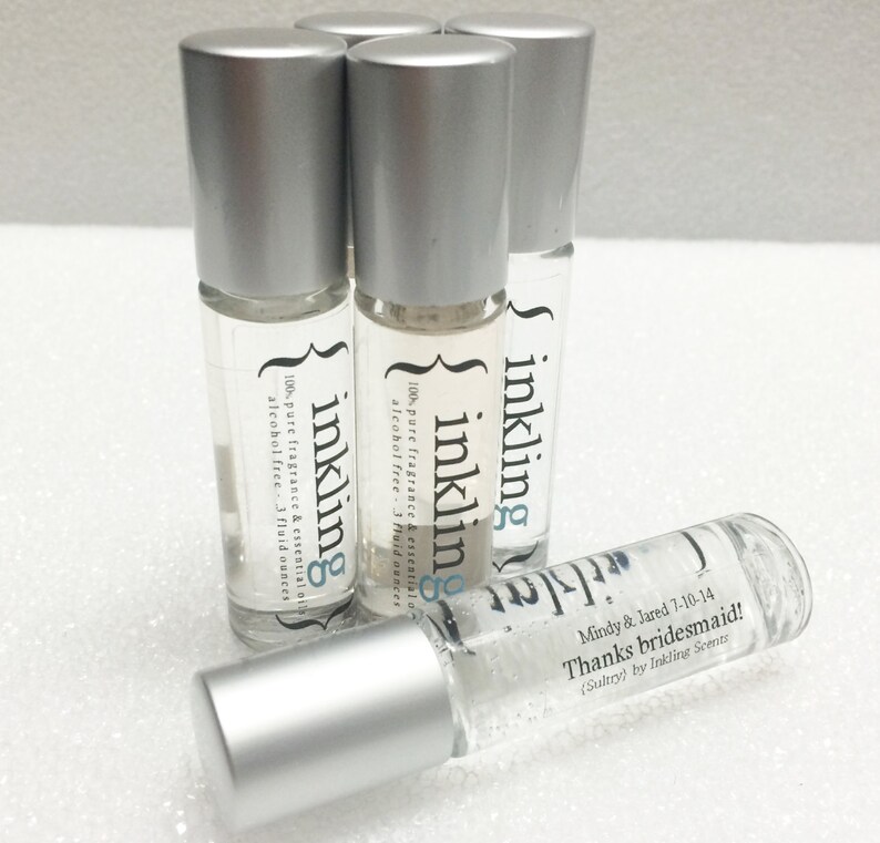 Bridesmaids gift set 5 oil perfumes customized label Etsy