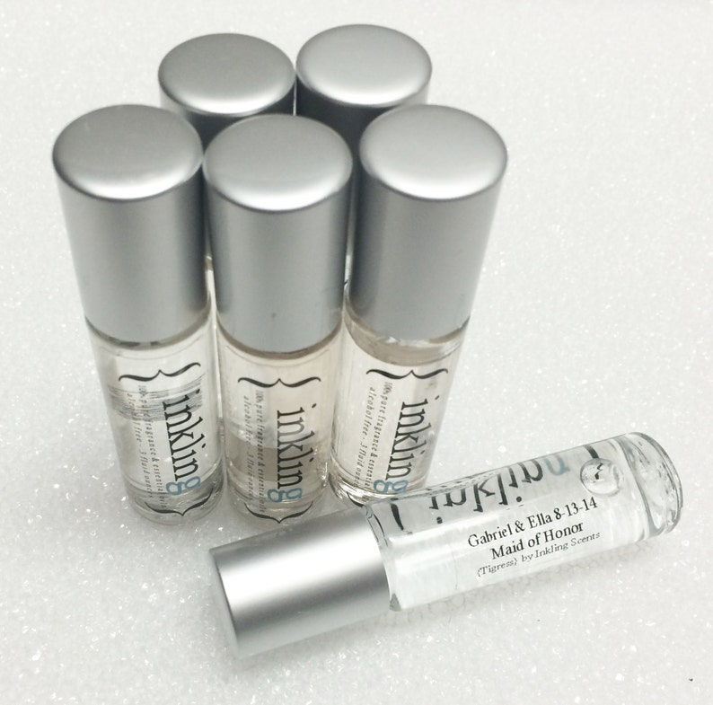 Bridesmaids gift set 6 oil perfumes customized label Etsy