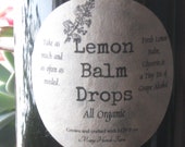 Organic Lemon Balm Drops Fresh Lemon Balm, Organic Glycerin, Natural ADD ADHD Help, Stress Relief, Cold Remedy, Relaxing gentle