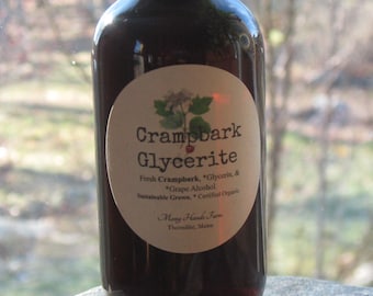 Cramp Bark Glycerite....Viburnum opulus.... Low Alcohol Tincture...Herbal Tincture