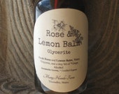 Rose and Lemon Balm Glycerite For Stress, Trauma, Anxiety, Grief, Depression, Digestion, Gentle, Babies, Children, Mamas