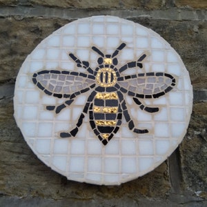 Simplified Iconic Manchester Bee Mosaic plaque, sign, interior decor, interior design, home and garden