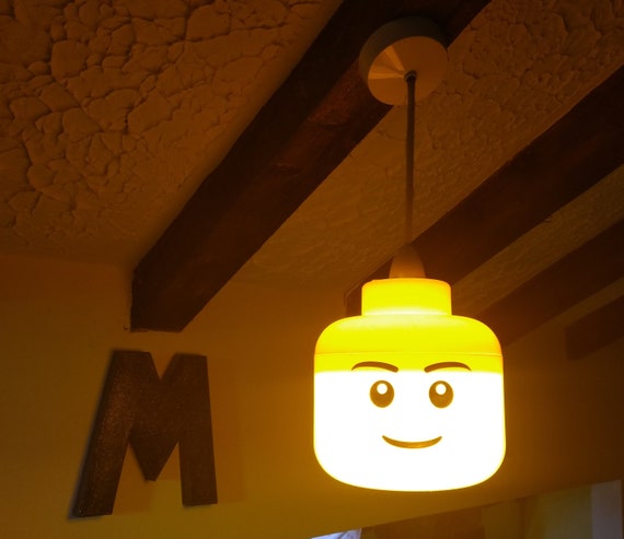 Customised Lego Minifigure Storage Head Small Lampshade With Ceiling Fitting Home Decor Interior Design