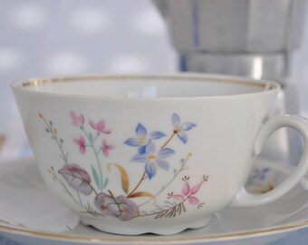 Pair of tea cups with saucer in German porcelain 60s