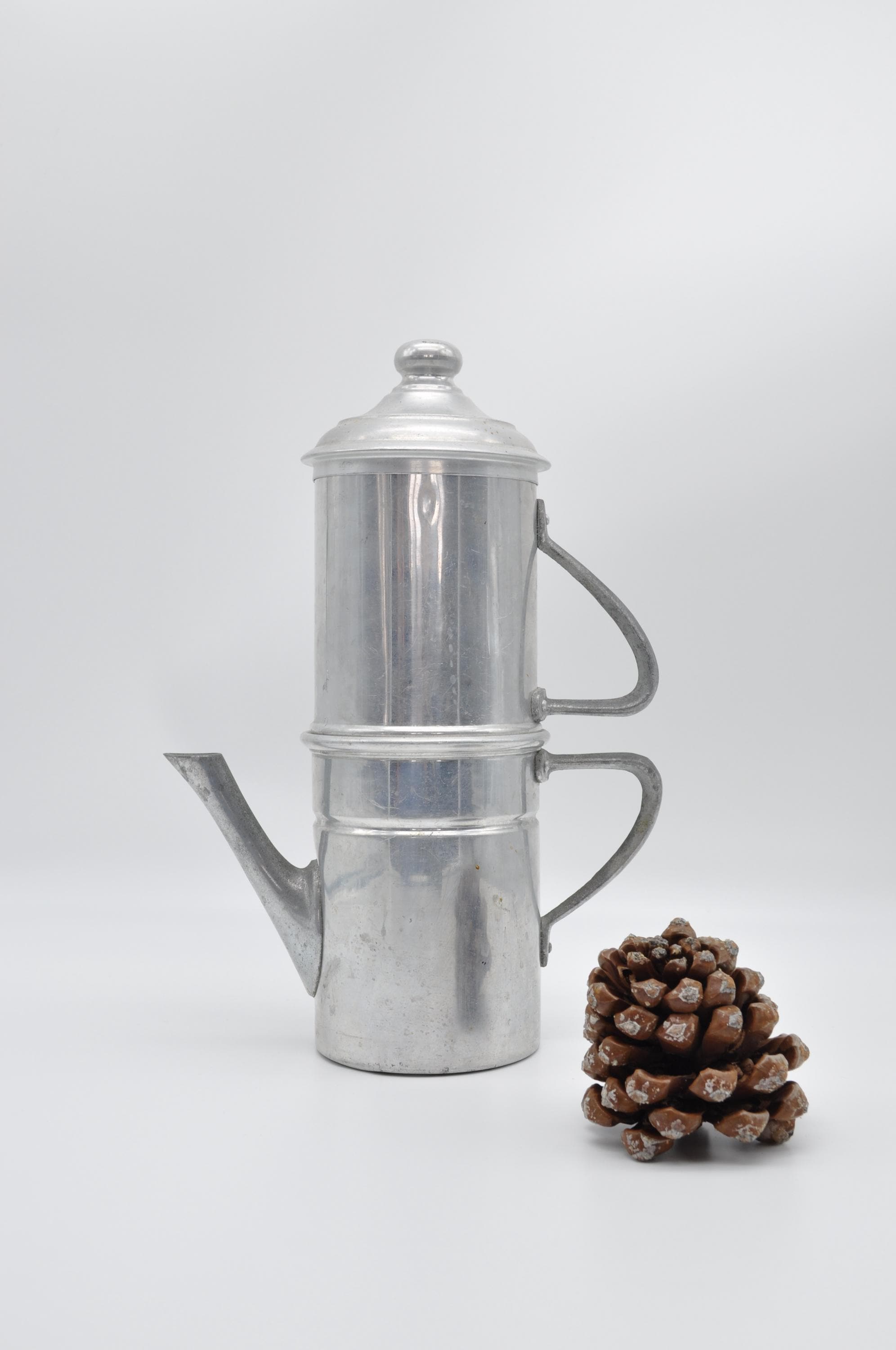 Neapolitan Coffee Maker in Aluminum From the 50s Italy