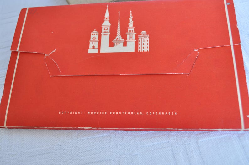 Block of 10 vintage color postcards of the city of Copenhagen-Denmark