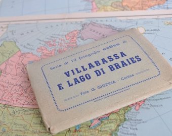 50&#39;s Vintage Postcard Block of Villabassa And Lake Braies - Italy