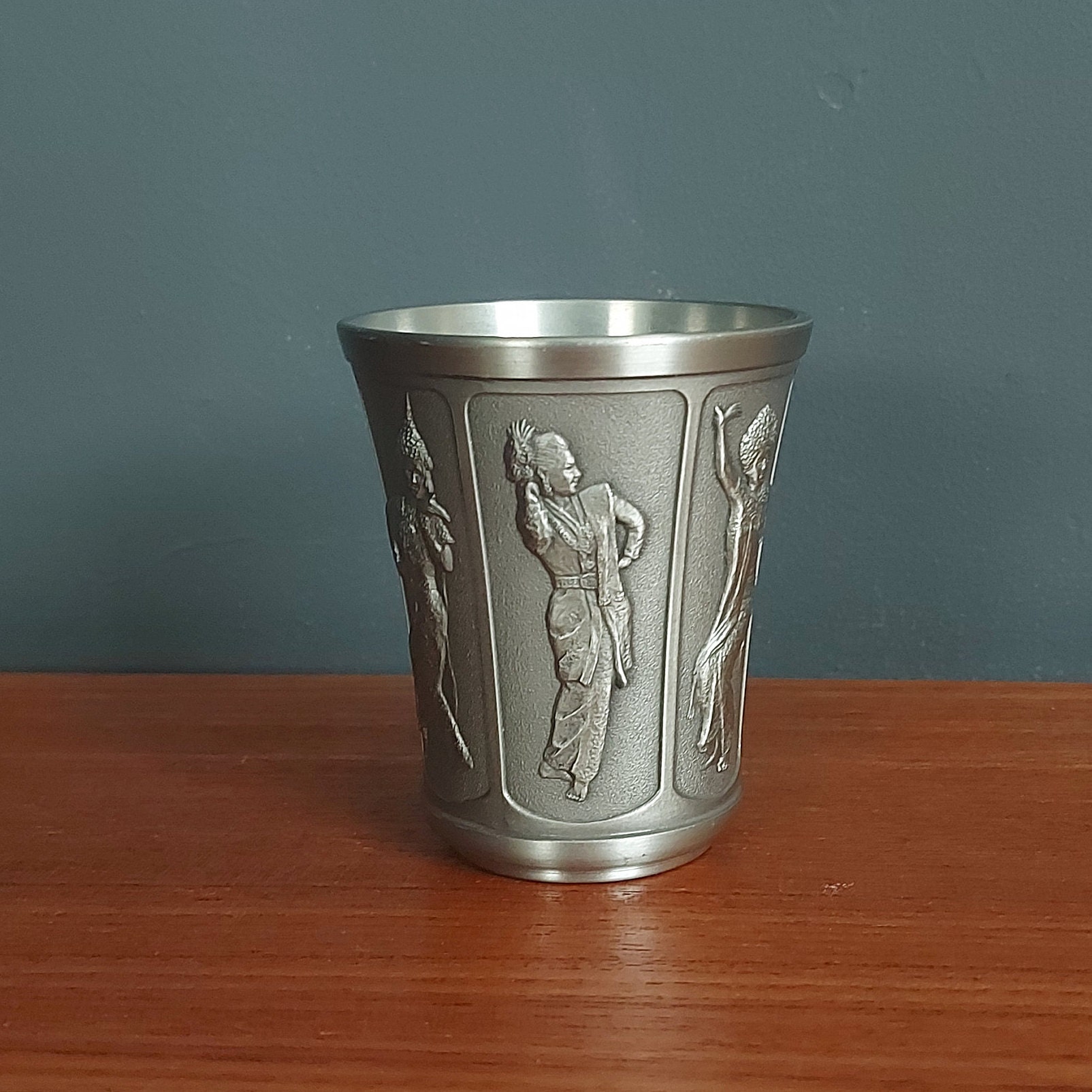 SELANGOR Pewter Tumbler VISIT ASEAN 1992 Commissioned by Singapore