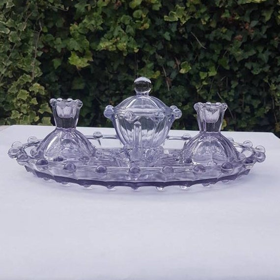 Royal Brighton SauceDressing Set with ServerOneida SilversmithsCrystal Glass Dressing Set