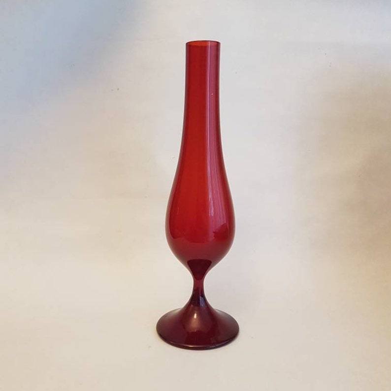 Whitefriars Ruby Red Soda Glass Vase Pattern 9607 Mid Century Etsy