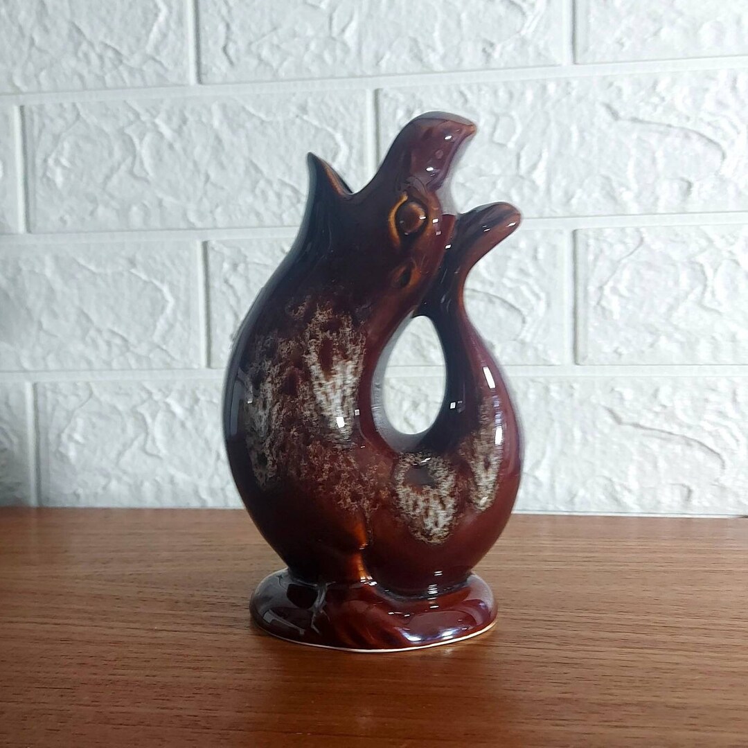 Kernewek Gluggle SEAL Dappled Brown Pottery Jug Made in Cornwall Etsy