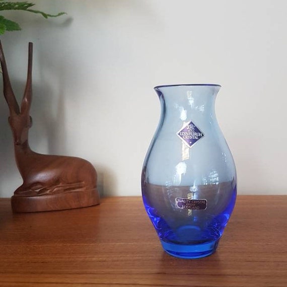 Edinburgh Blue Crystal Glass Posie Vase Labelled Etsy