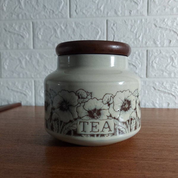 Hornsea pottery CORNROSE TEA storage jar vintage 1970s 80s designed by Sara Vardy refinished lid new seal