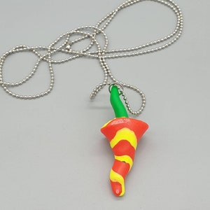 UV Psychedelic Yellow and Red Mushroom with Military Ball Chain , Blacklight Polymer Clay, Fluorescent UV active,Rave DIY