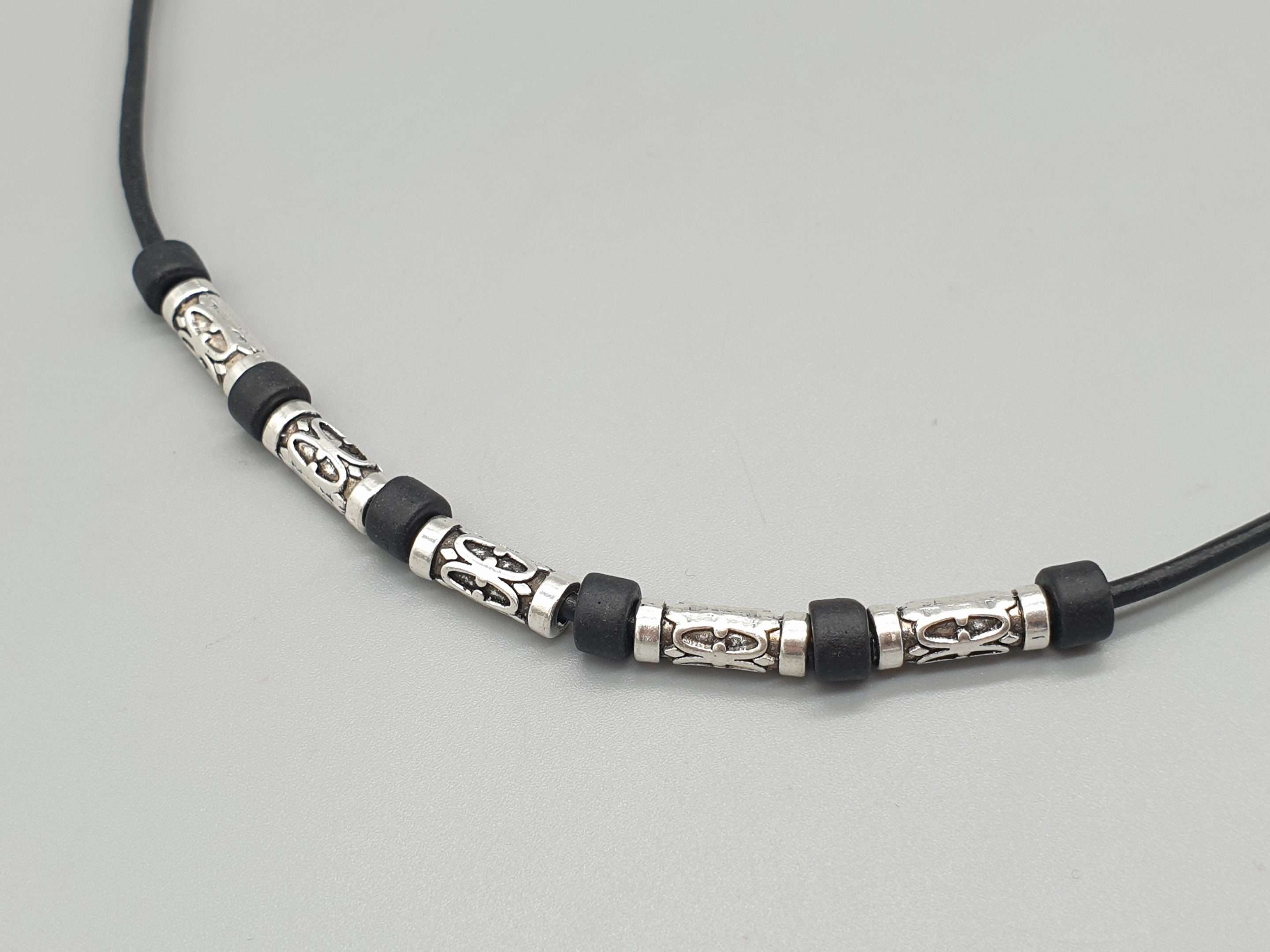Avalaya Black Silk Ribbon Choker Necklace with Black Ceramic Bead 15mm  Pendant - 30cm L/ 5cm Ext