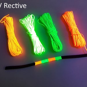 Neon UV reactive wax cord, glow under Blacklight, Fluorescent UV active 1mm cord, Rave Party DIY 2m 5m 10m Yellow Green Pink Orange Cord