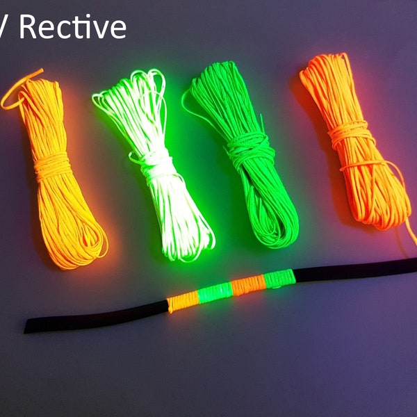 Neon UV reactive wax cord, glow under Blacklight, Fluorescent UV active 1mm cord, Rave Party DIY 2m 5m 10m Yellow Green Pink Orange Cord