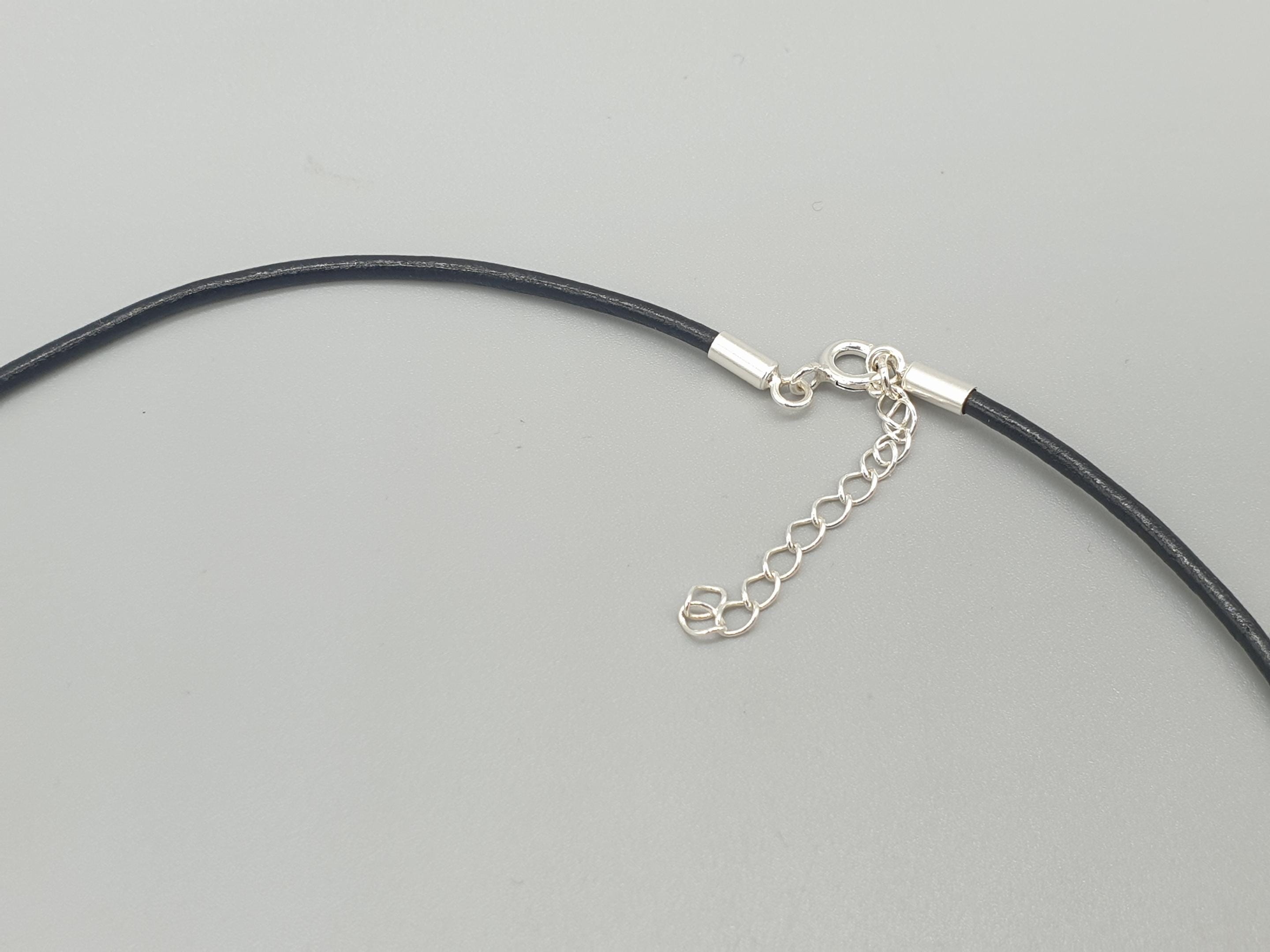Collana In Pelle Nera: Chiusura In Argento Sterling, Cordino In Pelle Da 3 Mm - Italia - Foto 5