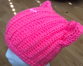 Pussy Hat - Cat Ears - Cat Ears Hat - Pussyhat - Pink Pussy Hat-Hot Pink- Hot Pink Pussy Hat- *READY TO SHIP*