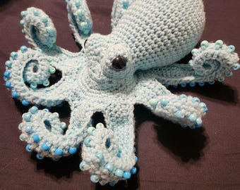 Beaded Crochet Octopus Plushie: Realistic Weighted Stuffed Animal