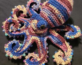 Beaded Crochet Octopus Plushie: Realistic Stuffed Animal Lovie
