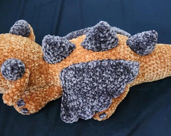 Large Dragon Plushie: Gold and Silver Stuffed Toy - 24 inch