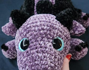 Large Purple Dragon Plushie: Velvety Soft Stuffed Animal - 24"