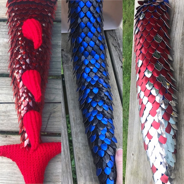 Cola de malla de escamas de dragón: aluminio anodizado, disfraz peludo para cosplay