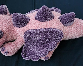 Large Dragon Plushie: Pink & Purple Stuffed Animal - 24 inch