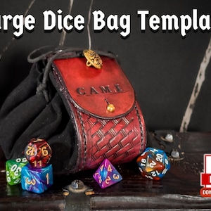 Grand modèle PDF de sac de dés en cuir - porte-monnaie - sac de donjons et dragons - sac de cosplay - SCA - Renaissance - médiéval