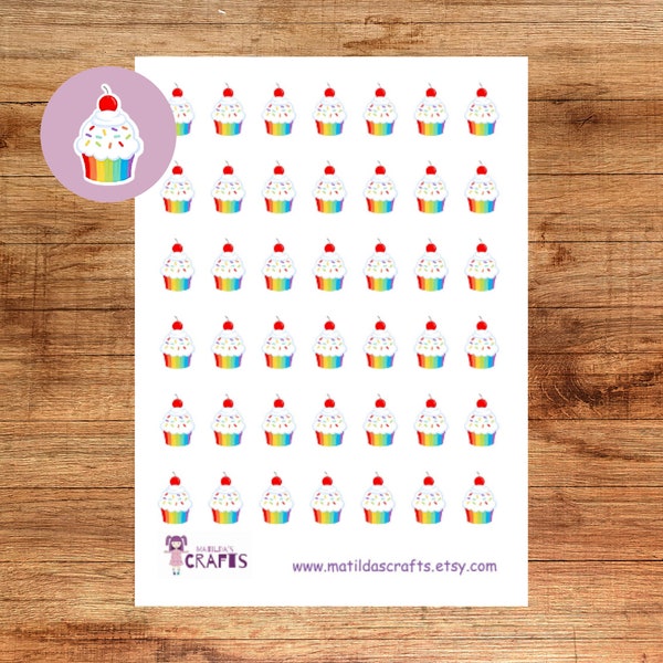 Cupcake planner stickers,  cake stickers, mini stickers, UK seller